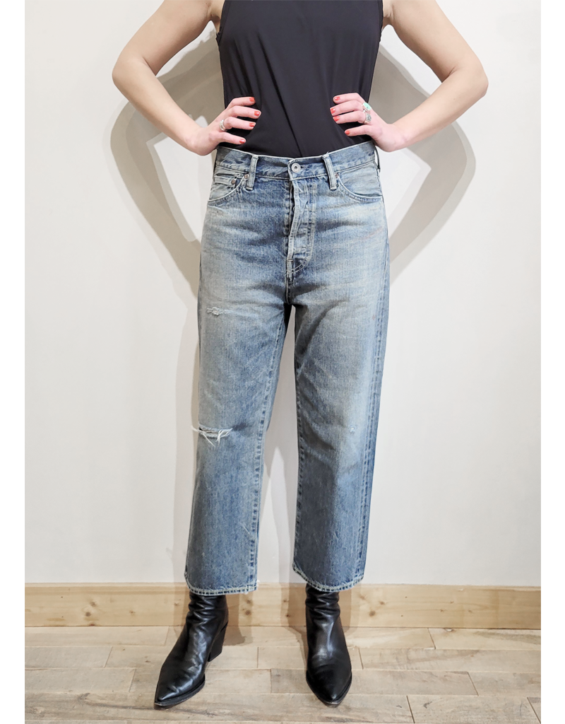 SALVAGED DENIM WIDE TAPERED CUT - Ella's SALVAGED DENIM WIDE TAPERED CUT - Ella's