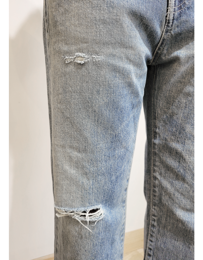SALVAGED DENIM WIDE TAPERED CUT - Ella's SALVAGED DENIM WIDE TAPERED CUT - Ella's