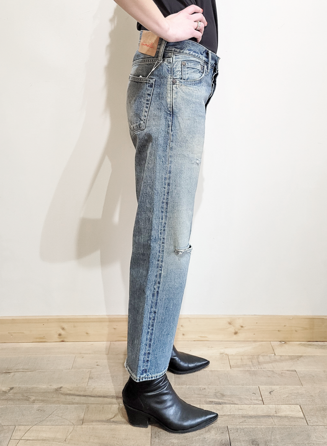 SALVAGED DENIM WIDE TAPERED CUT