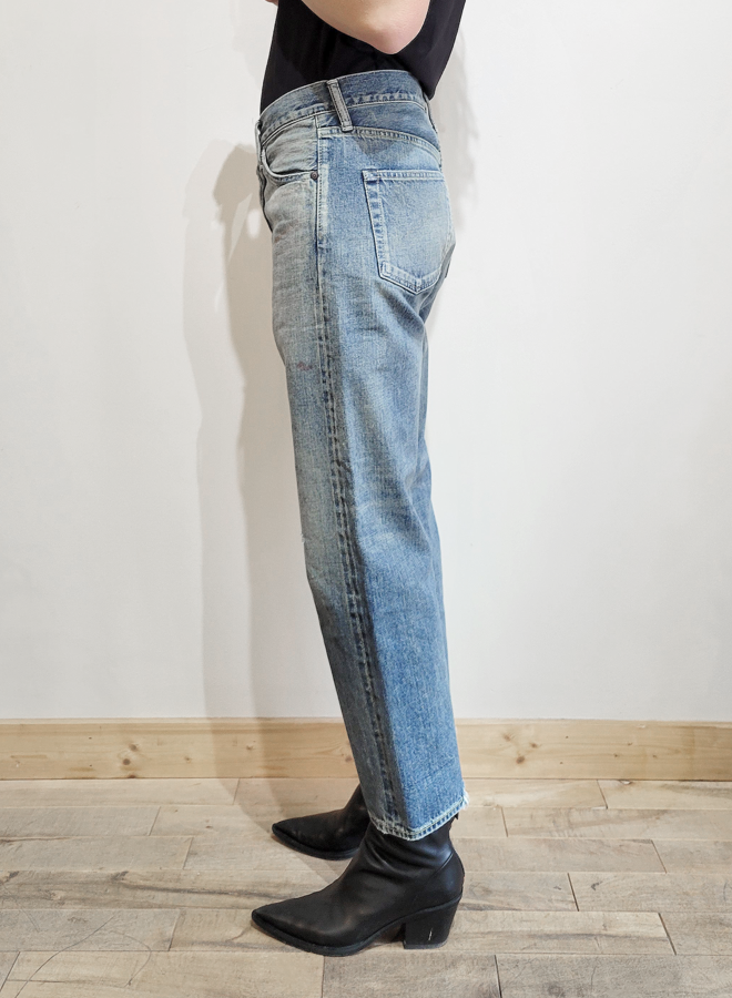 SALVAGED DENIM WIDE TAPERED CUT