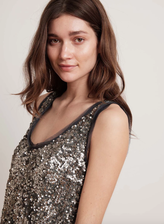 CARMELA SEQUIN DRESS IN STEEL