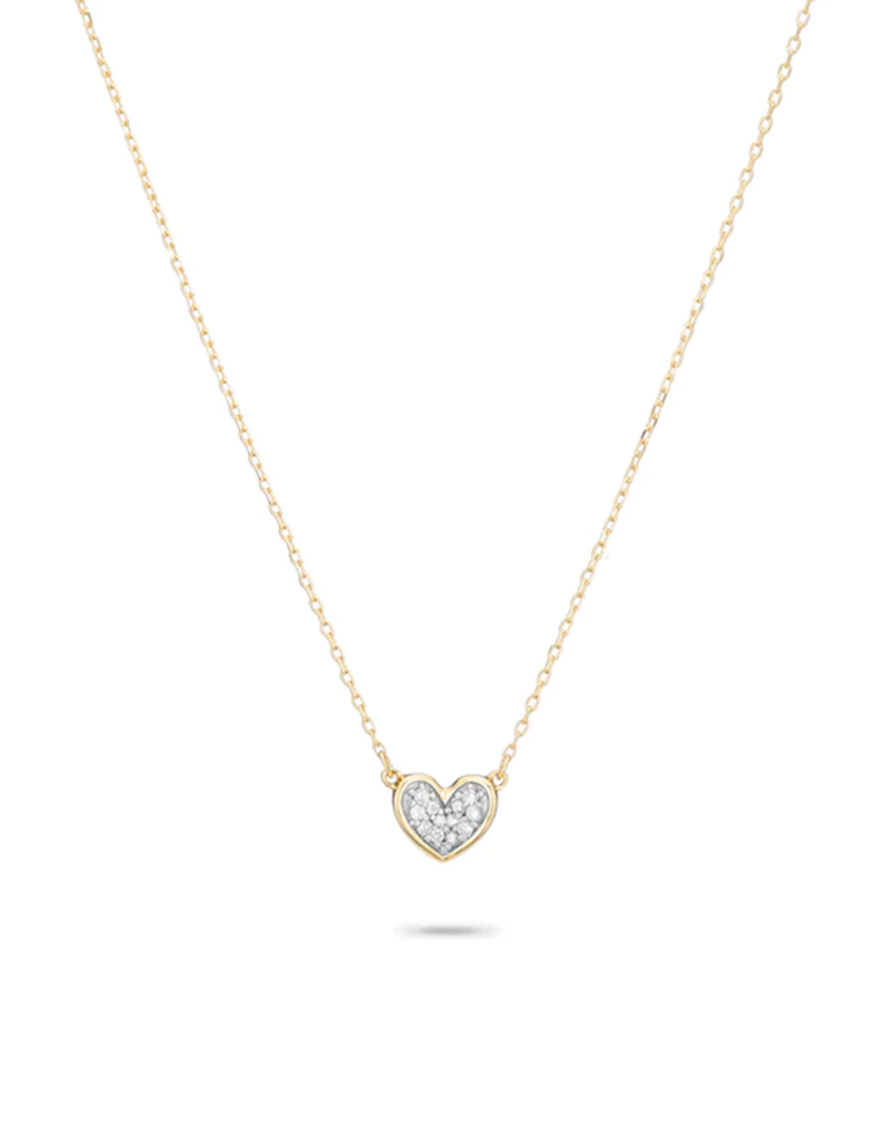 ADINA REYTER SUPER TINY PAVÉ FOLDED HEART NECKLACE