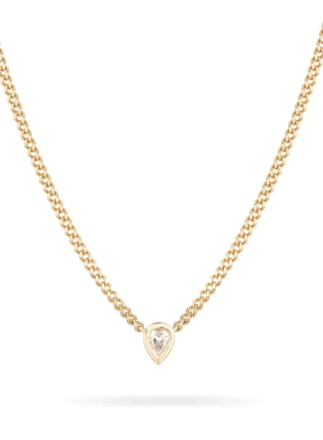 PEAR BEZEL SET LAB GROWN DIAMOND NECKLACE Y14