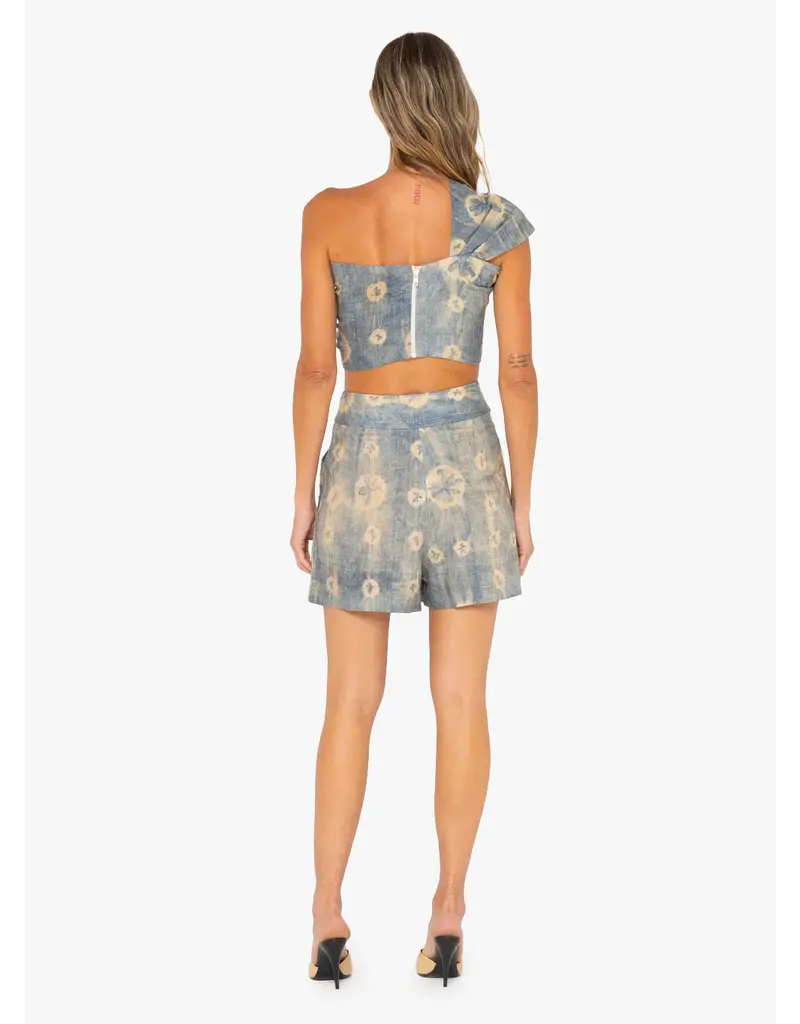 JUST BEE QUEEN MARLOW SHORTS IN BLUE SHIBORI
