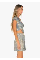 JUST BEE QUEEN MARLOW SHORTS IN BLUE SHIBORI
