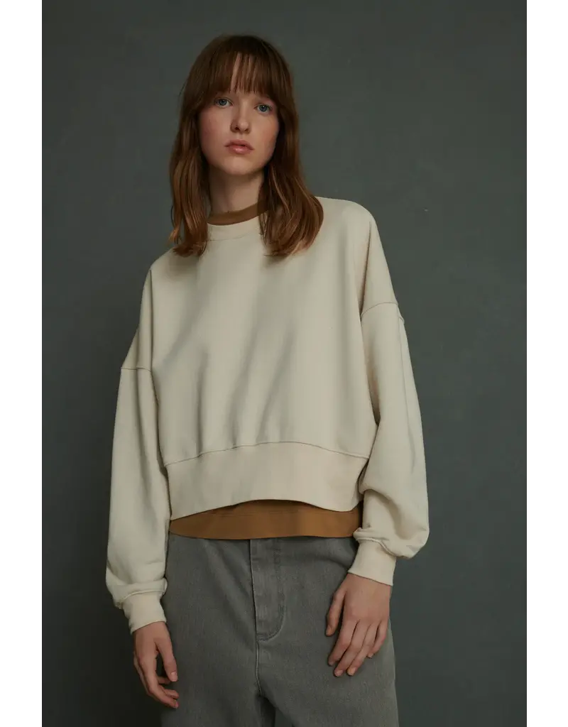 SOEUR WILLOW PULLOVER IN ECRU + BEIGE