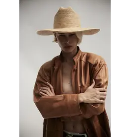 JANESSA LEONÉ CHANDLER RAFFIA FEDORA IN NATURAL