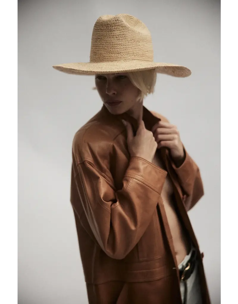 JANESSA LEONÉ CHANDLER RAFFIA FEDORA IN NATURAL