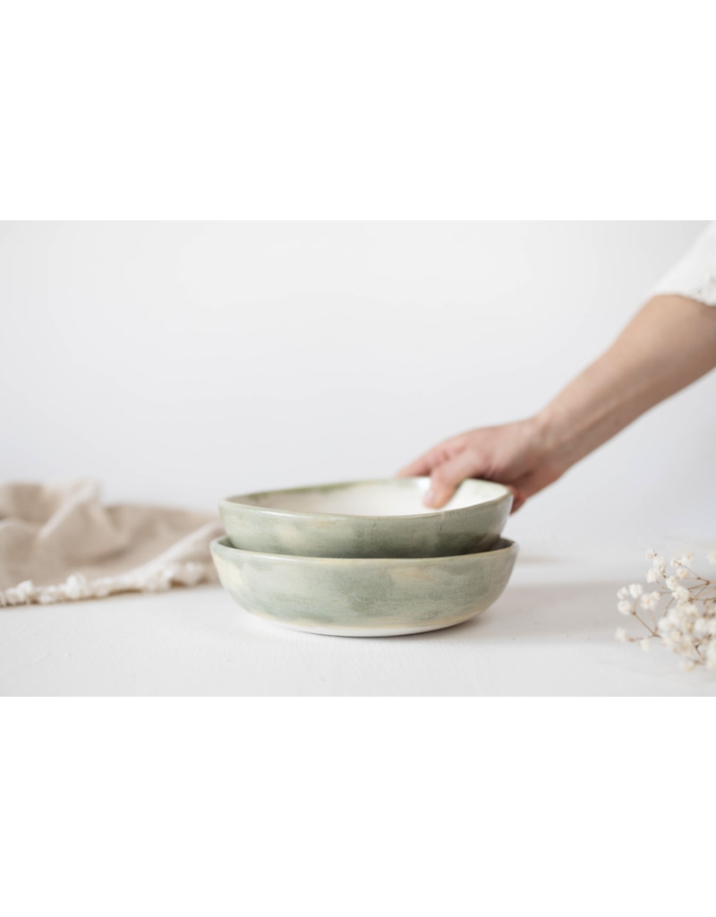 NIIK MEADOW DESIGN CERAMIC GREEN DINNER PASTA BOWL
