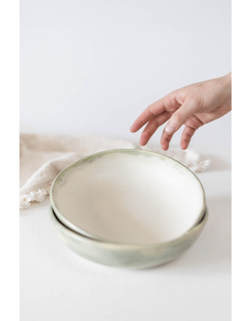 NIIK MEADOW DESIGN CERAMIC GREEN DINNER PASTA BOWL
