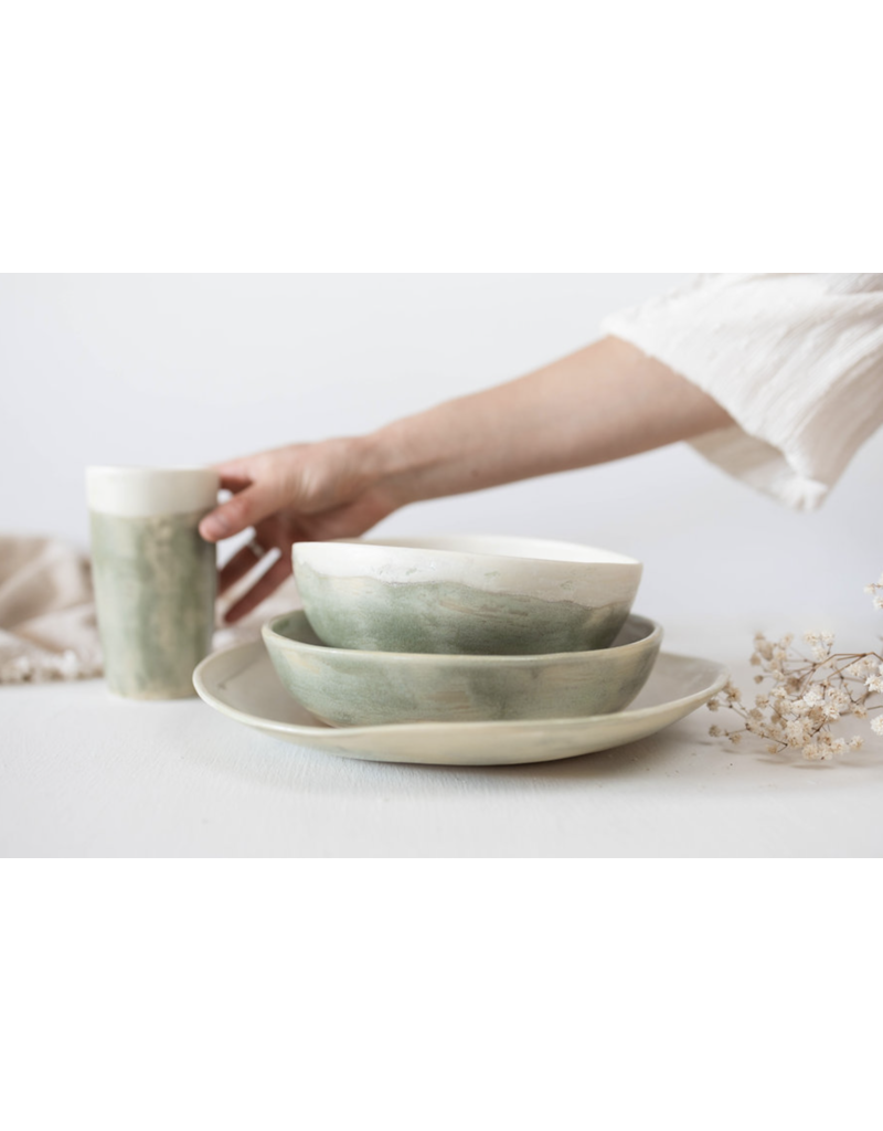 NIIK MEADOW DESIGN CERAMIC GREEN DINNER PLATE