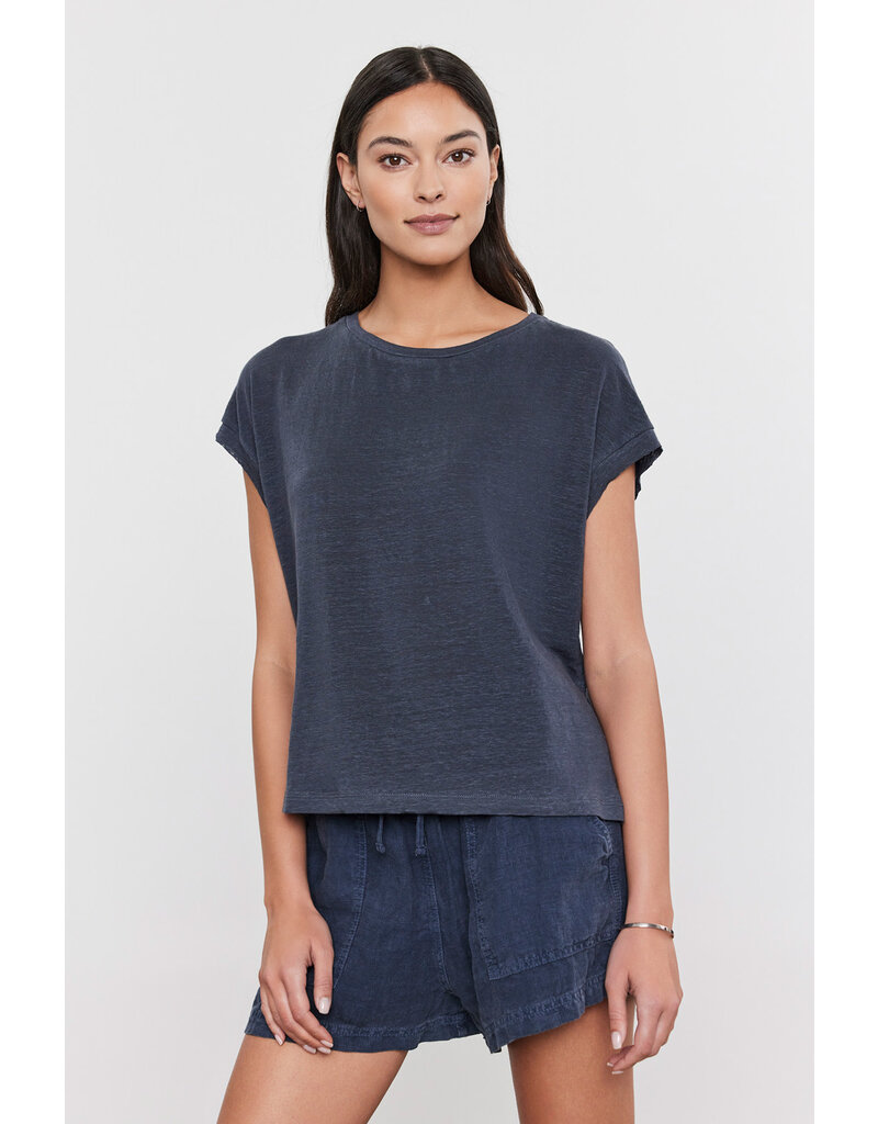 VELVET BY GRAHAM & SPENCER HUDSON CREW NECK TEE IN SHADOW