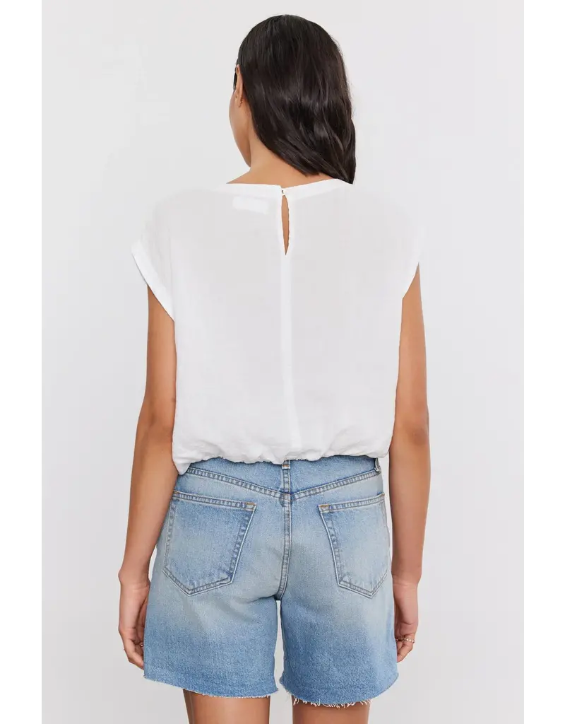 VELVET BY GRAHAM & SPENCER BAYLA LINEN TOP IN WHITE