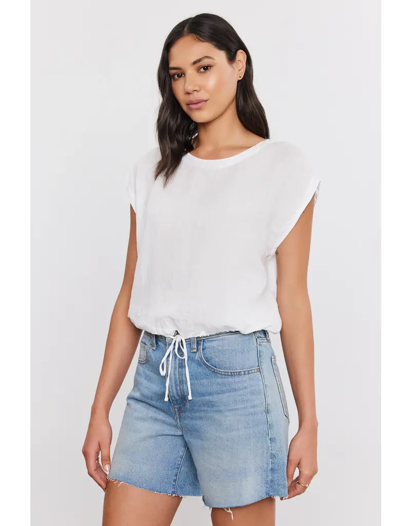 VELVET BY GRAHAM & SPENCER BAYLA LINEN TOP IN WHITE