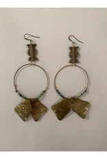 STEPHANIE TROMPEN BRASS, TURQUOISE, & VINTAGE BRASS EARRINGS