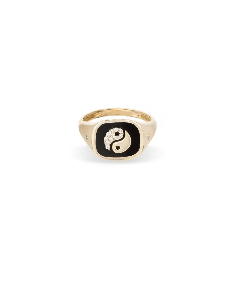 ADINA REYTER ZODIAC CERAMIC & DIAMOND GEMINI SIGNET RING