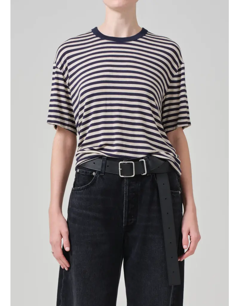 CITIZENS OF HUMANITY ELISABETTA RELAXED TEE IN NAVY STRIPE