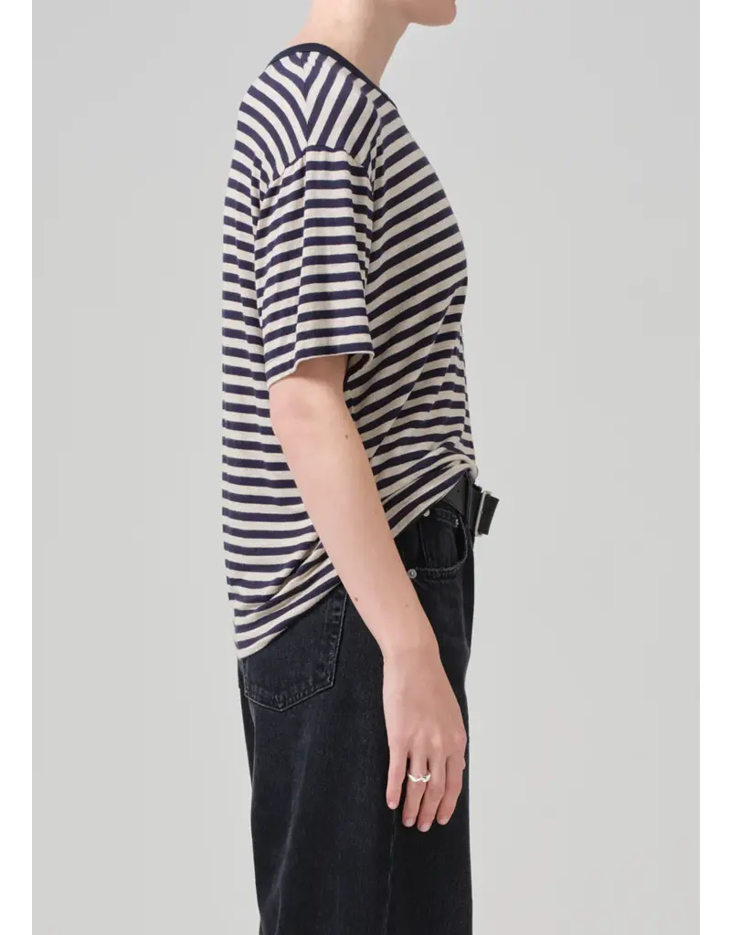 CITIZENS OF HUMANITY ELISABETTA RELAXED TEE IN NAVY STRIPE
