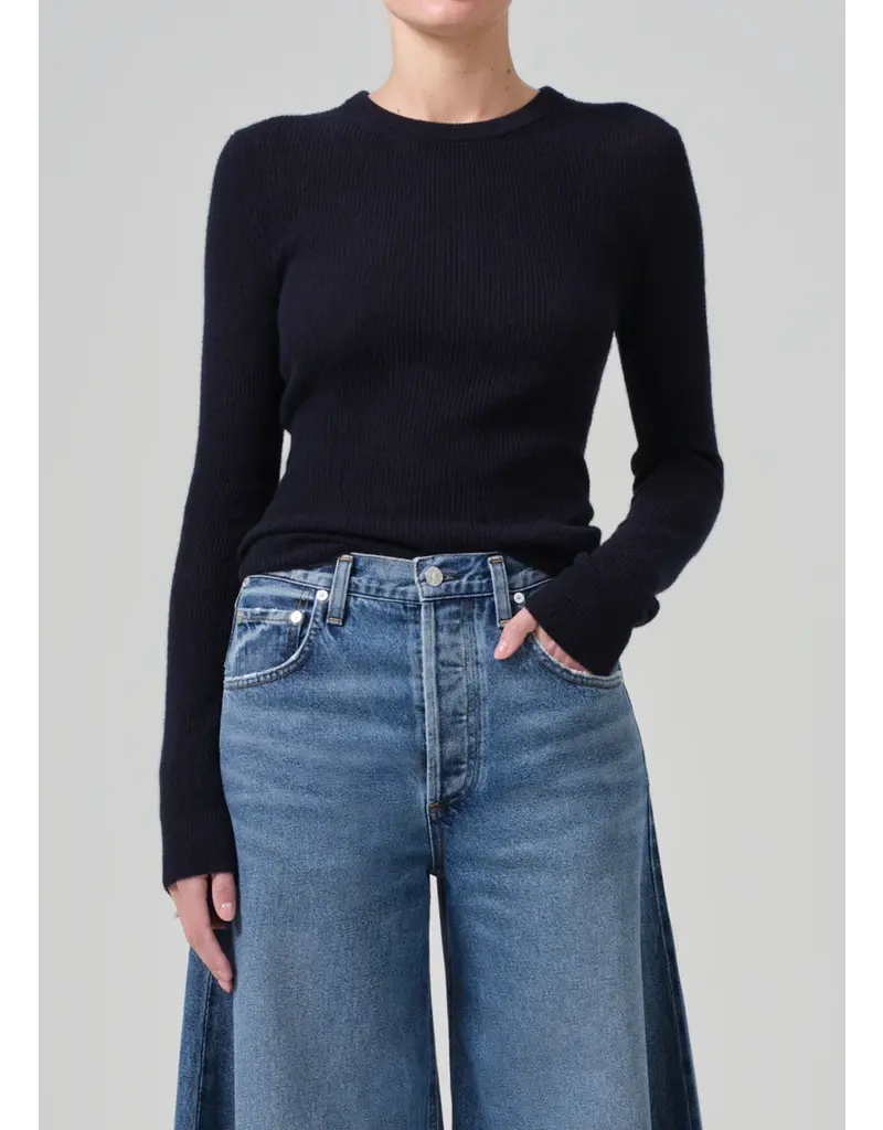 CITIZENS OF HUMANITY ALESSIA CREWNECK SWEATER IN NAVY