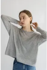 LIGHT WOOL OVERSIZED CREWNECK PULLOVER IN GREY