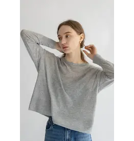 LIGHT WOOL OVERSIZED CREWNECK PULLOVER IN GREY