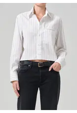 CITIZENS OF HUMANITY FINO CROPPED SHIRT IN CLOVE STRIPE