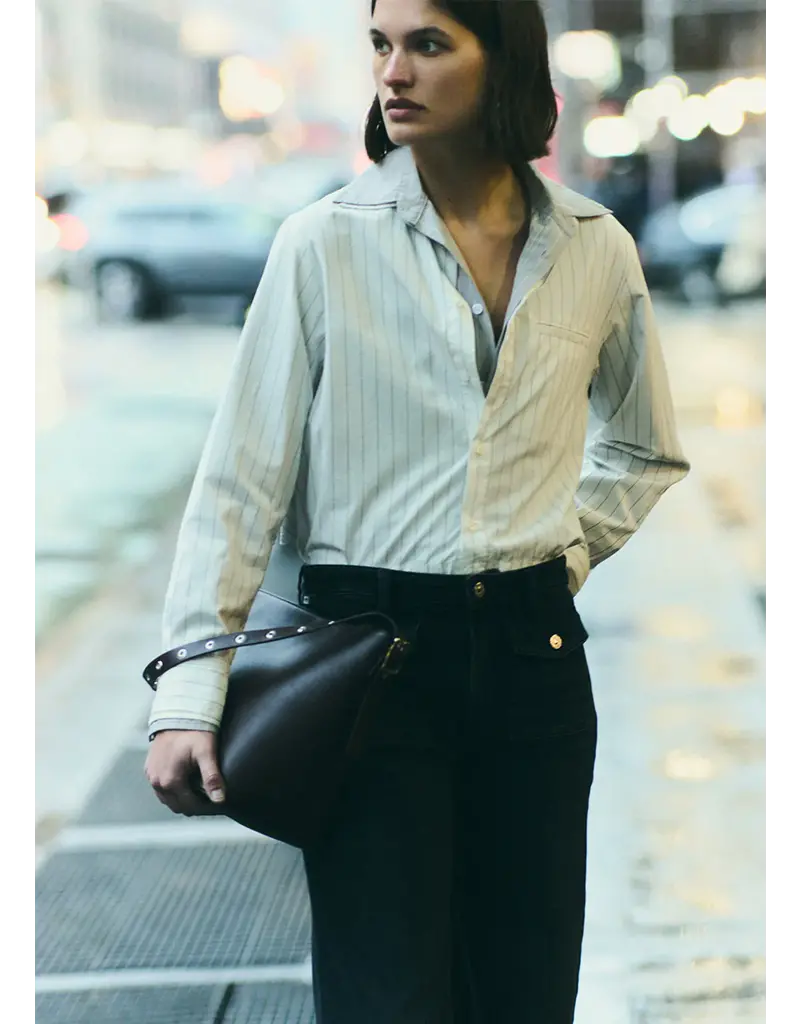 CITIZENS OF HUMANITY FINO CROPPED SHIRT IN CLOVE STRIPE