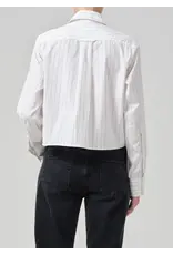 CITIZENS OF HUMANITY FINO CROPPED SHIRT IN CLOVE STRIPE