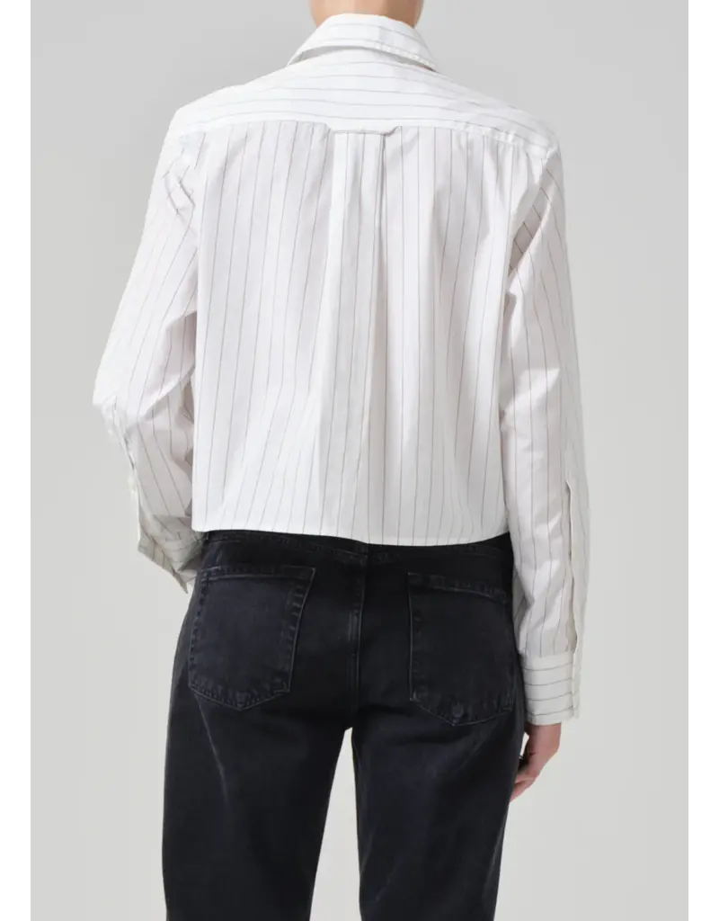 CITIZENS OF HUMANITY FINO CROPPED SHIRT IN CLOVE STRIPE