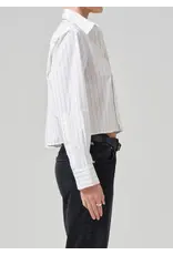 CITIZENS OF HUMANITY FINO CROPPED SHIRT IN CLOVE STRIPE