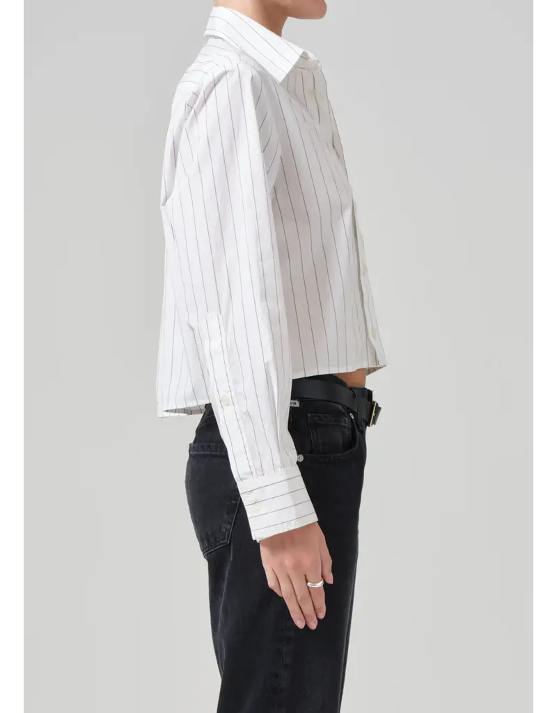 CITIZENS OF HUMANITY FINO CROPPED SHIRT IN CLOVE STRIPE