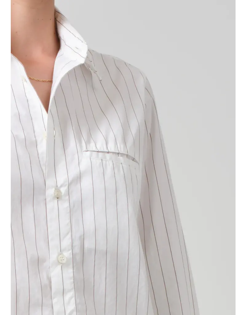 CITIZENS OF HUMANITY FINO CROPPED SHIRT IN CLOVE STRIPE