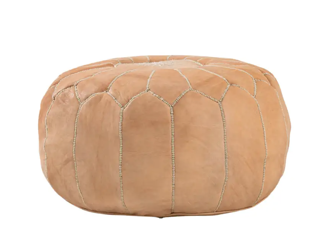 HANDMADE MORROCAN STUFFED LEATHER POUF
