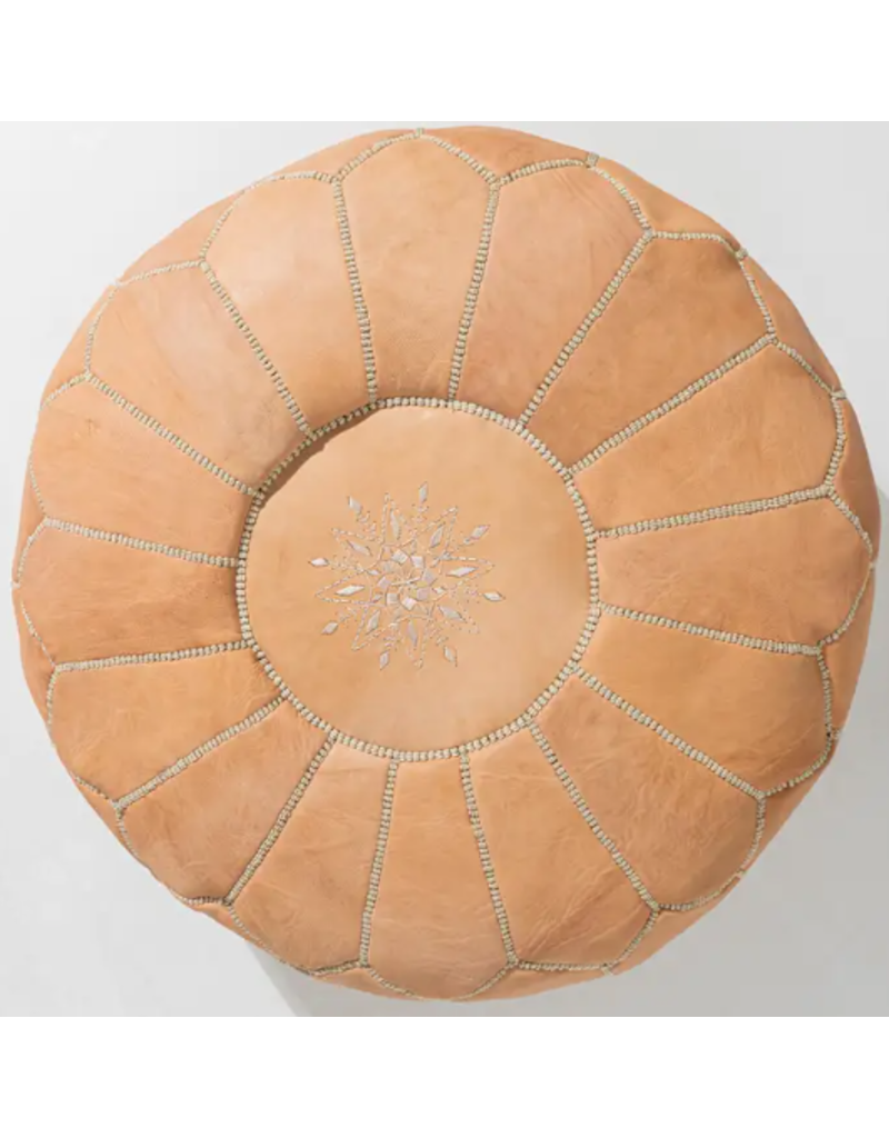 HANDMADE MORROCAN STUFFED LEATHER POUF