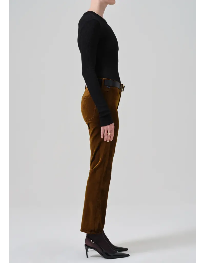 CITIZENS OF HUMANITY ISOLA CROPPED VELVET TROUSER IN GOLDEN