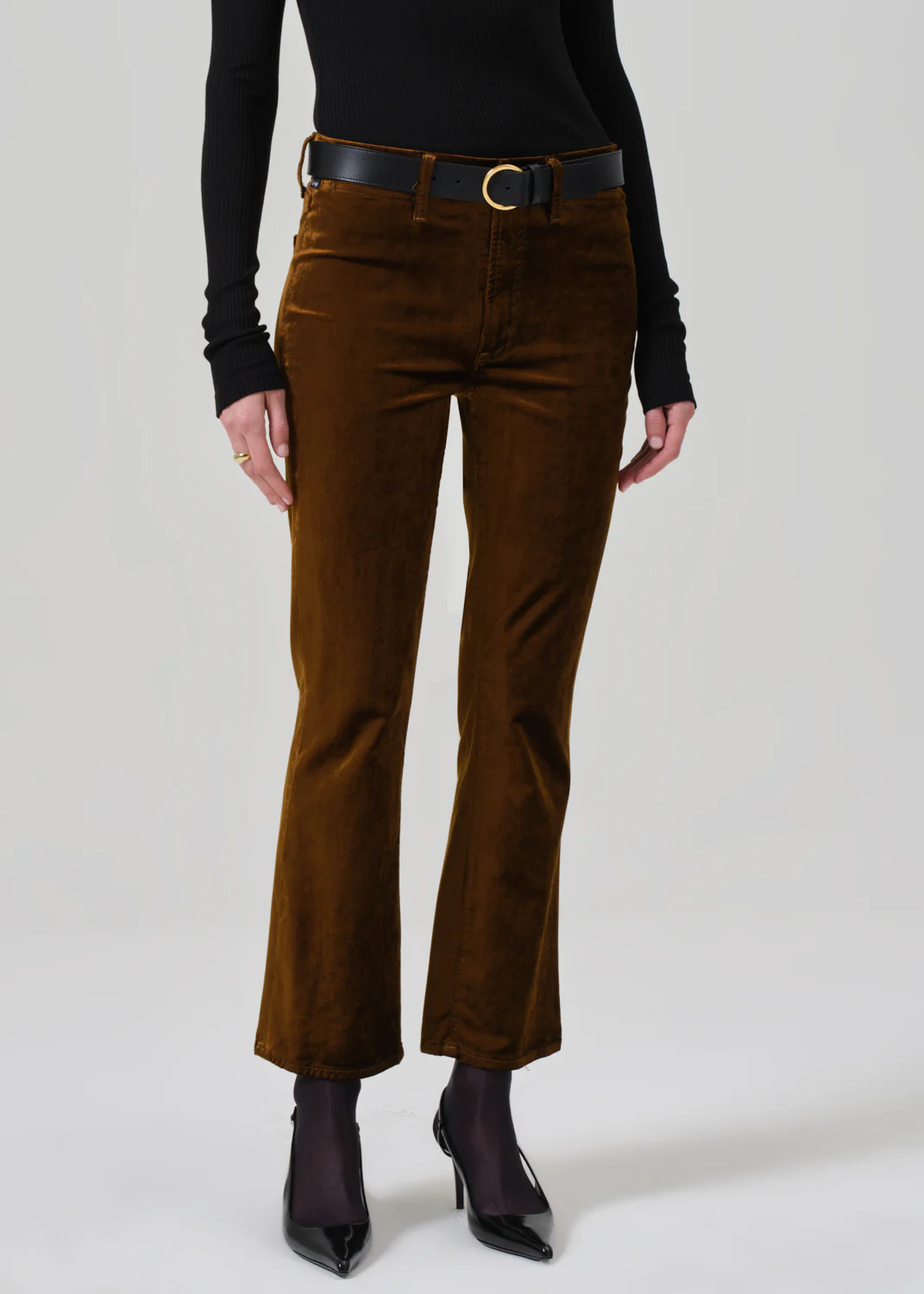 CITIZENS OF HUMANITY ISOLA CROPPED VELVET TROUSER IN GOLDEN