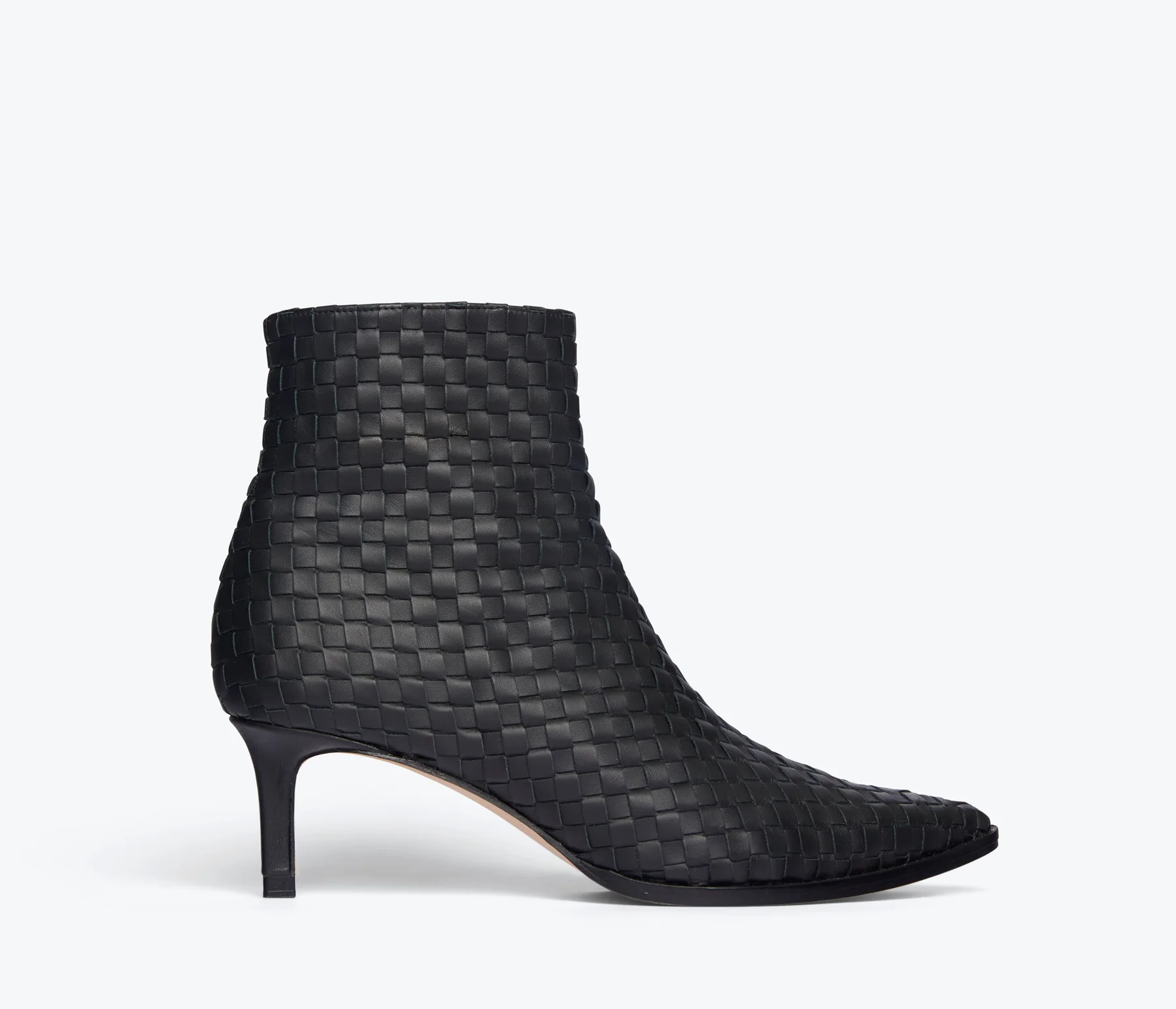 FREDA SALVADOR HEIDI WOVEN ANKLE BOOT IN BLACK CLOSED WOVEN CALF