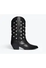 FREDA SALVADOR LORETTA WESTERN BOOT IN BLACK CALF WITH STUDS