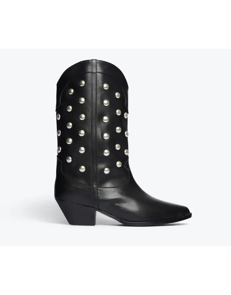 FREDA SALVADOR LORETTA WESTERN BOOT IN BLACK CALF WITH STUDS