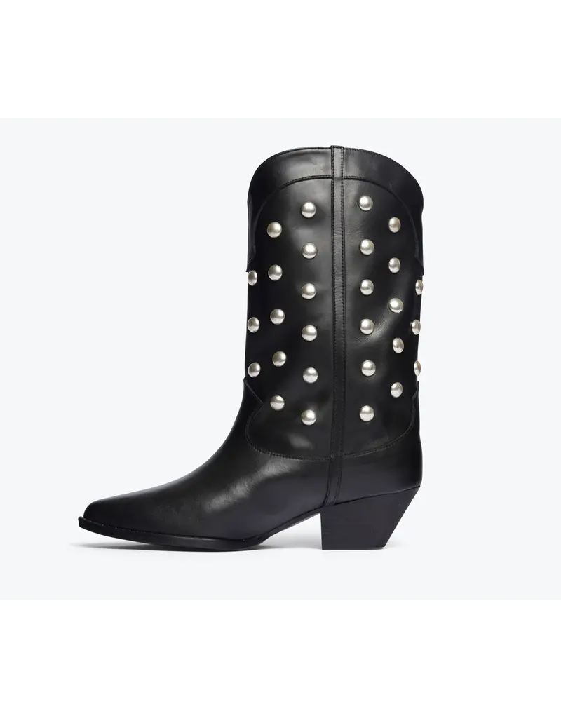 FREDA SALVADOR LORETTA WESTERN BOOT IN BLACK CALF WITH STUDS