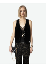 EMAUX VELVET VEST IN BLACK