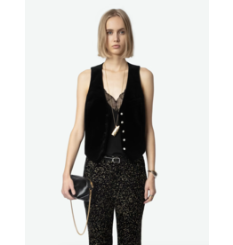 EMAUX VELVET VEST IN BLACK