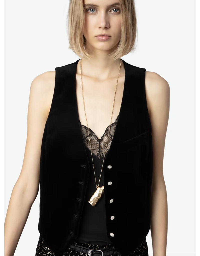 EMAUX VELVET VEST IN BLACK