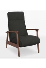 THAYER-COGGIN MILO BAUGHMAN RECLINER |PERFORMANCE CHARCOAL ASPEN FLANNEL| WALNUT