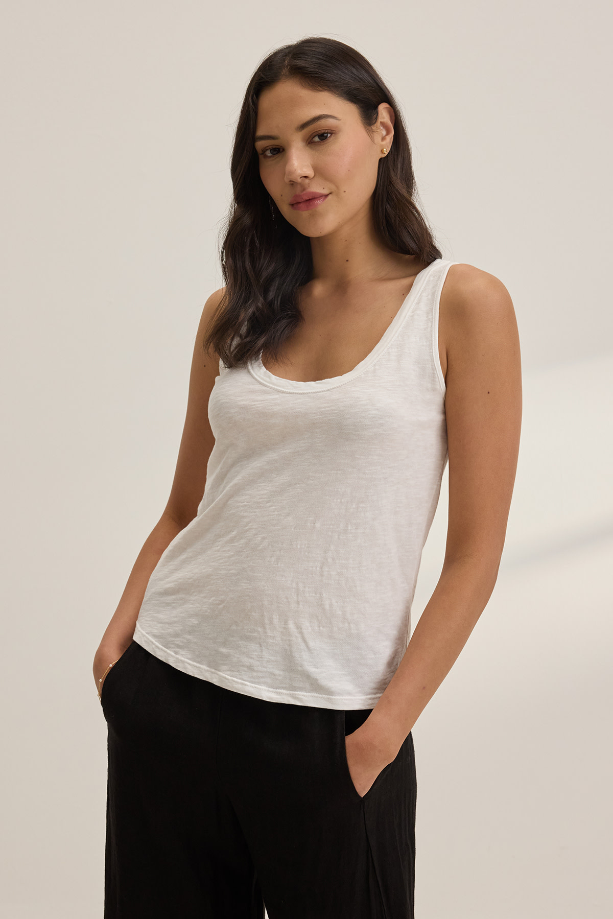 VELVET BY GRAHAM & SPENCER AYA TANK IN WHITE