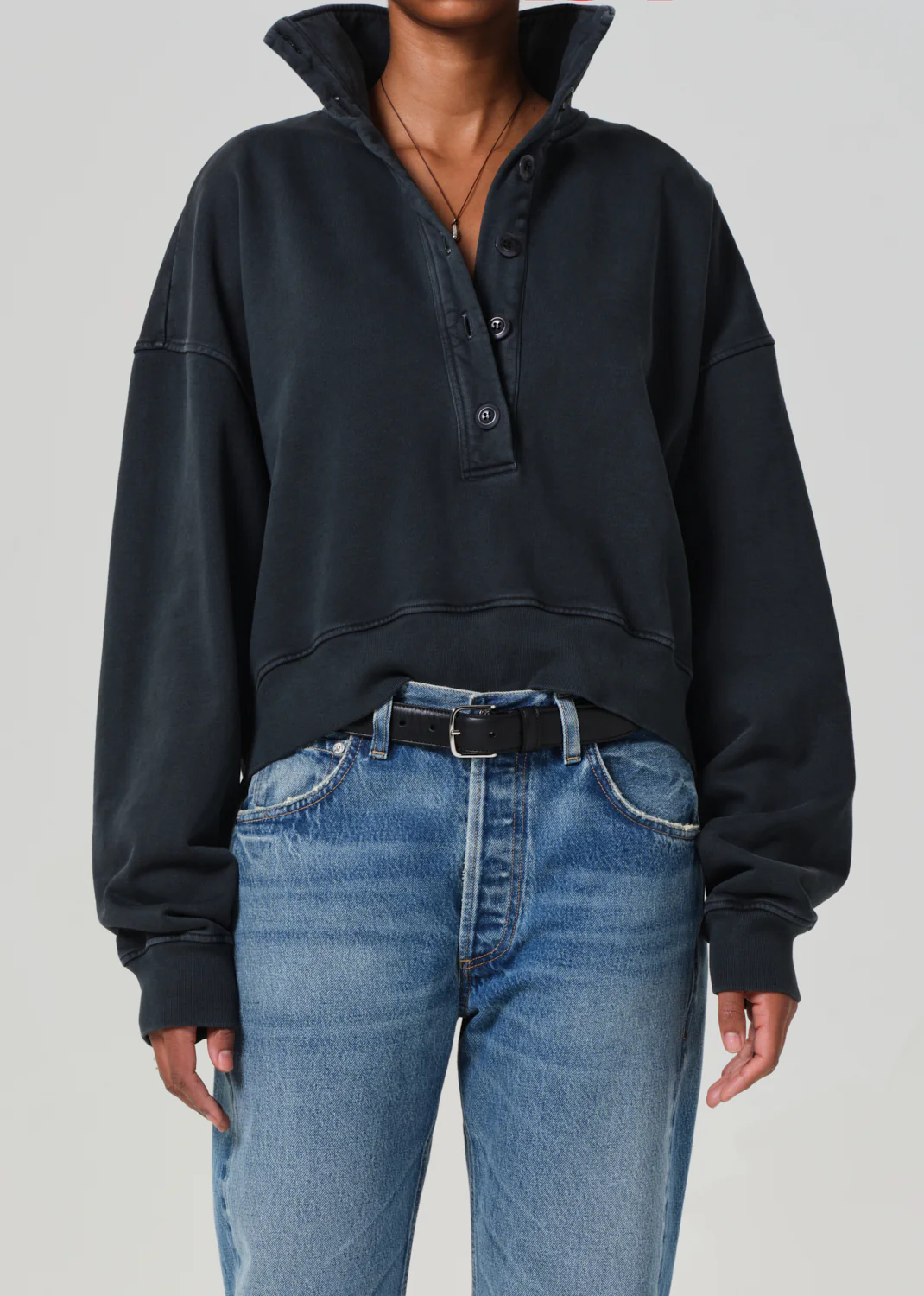 CITIZENS OF HUMANITY MIRELLE FUNNEL NECK IN CHARCOAL