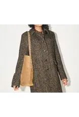 FREDA SALVADOR CALA STUDDED TOTE IN BROWN SUEDE + SILVER STUDS