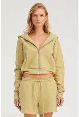 SHRUNKEN ZIP-UP HOODIE IN PISTACHIO MELANGE