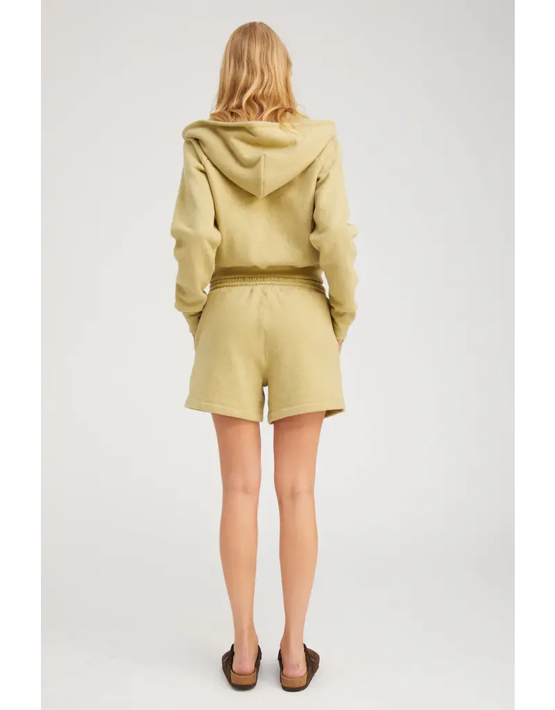 SHRUNKEN ZIP-UP HOODIE IN PISTACHIO MELANGE