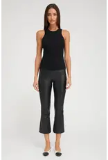 CROP FLARE LEATHER PANT IN BLACK